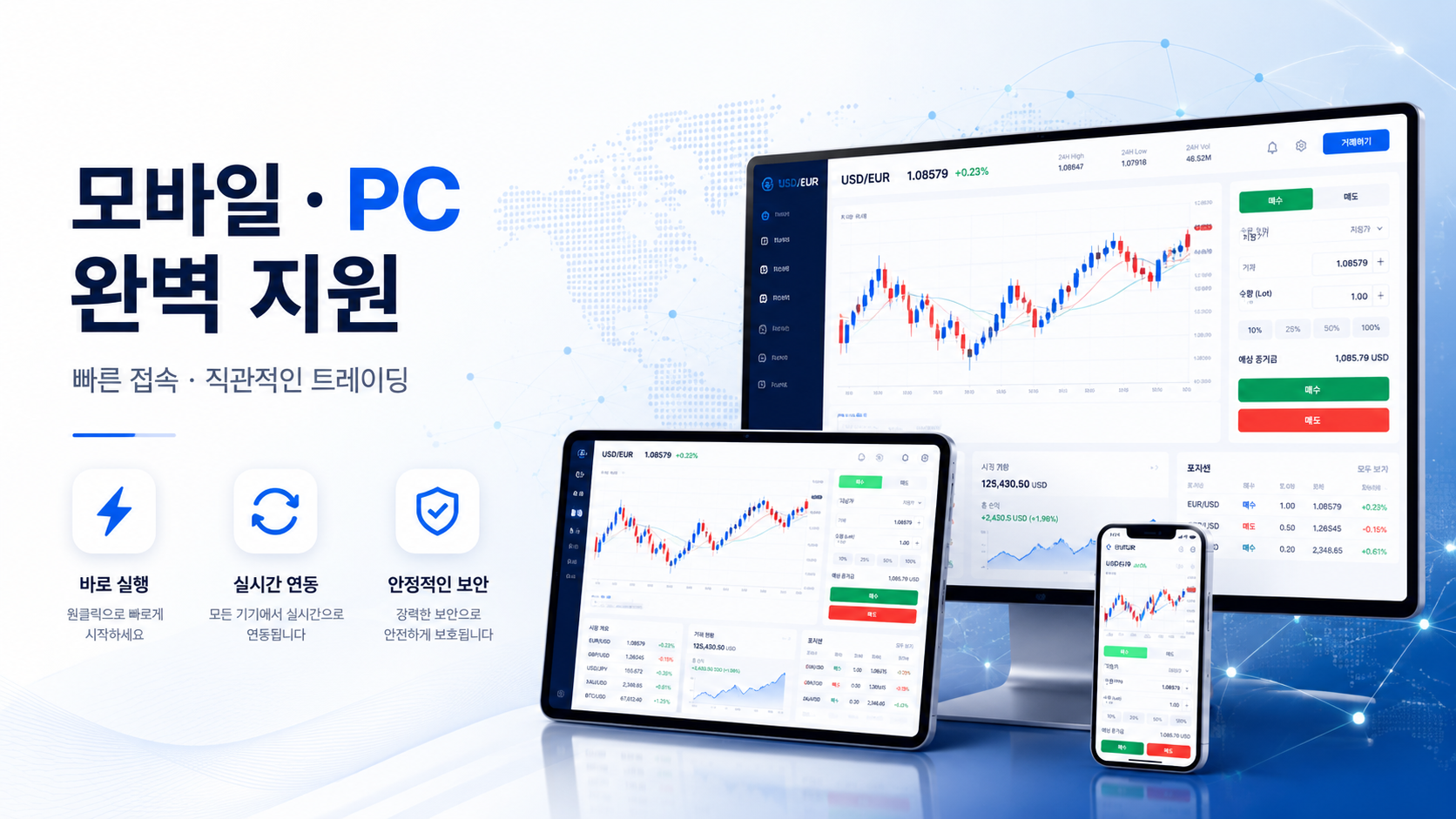 직관적인 트레이딩 화면